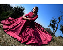 Load image into Gallery viewer, G92 (11), Dark Wine Satin Ball Gown, Size (XS-30 to XXXL-46),