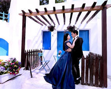 Load image into Gallery viewer, G132 (4), Navy Blue Satin Off Shoulder Trail Ball gown, Size (XS-30 to XL-40)