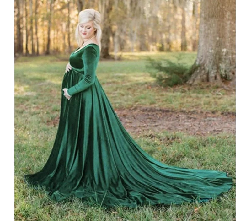 Green maternity cheap gown