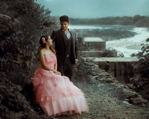 G228, Pink Tub Top Ball Pre-Wedding Shoot Gown, Size (XS-30 to XL