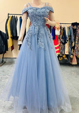 Load image into Gallery viewer, G635,  Grey Ball Semi off Shoulder Gown, Size (XS-30 to L-38)