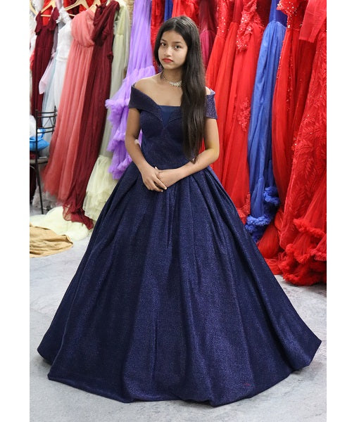 Heavy Evening Gowns Outlet (G238, Luxury Navy Blue Sequences Princess Big  Ball Gown, Size (XS)