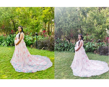 Load image into Gallery viewer, G210 (7), Light Pink Floral Maternity Shoot Baby Shower Trail Gown, Size (XS-30 to 4XL-48)