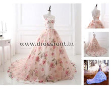 Load image into Gallery viewer, G210 (7), Light Pink Floral Maternity Shoot Baby Shower Trail Gown, Size (XS-30 to 4XL-48)