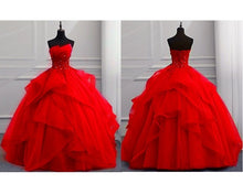 Load image into Gallery viewer, G230, Red Tub Top Ball Gown, Size (XS-30 to XL-40)