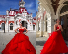 Load image into Gallery viewer, G230, Red Tub Top Ball Gown, Size (XS-30 to XL-40)