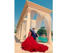 Load image into Gallery viewer, G123, Luxury Wine Puffy Cloud Trail Big Ball Gown, Size (XS-30 to L-38)