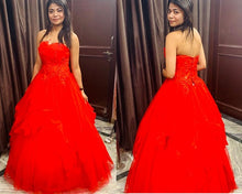 Load image into Gallery viewer, G230, Red Tub Top Ball Gown, Size (XS-30 to XL-40)