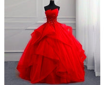 Load image into Gallery viewer, G230, Red Tub Top Ball Gown, Size (XS-30 to XL-40)