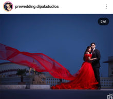 Load image into Gallery viewer, G123, Luxury Wine Puffy Cloud Trail Big Ball Gown, Size (XS-30 to L-38)