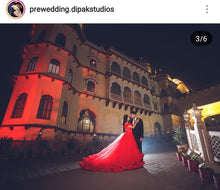 Load image into Gallery viewer, G123, Luxury Wine Puffy Cloud Trail Big Ball Gown, Size (XS-30 to L-38)