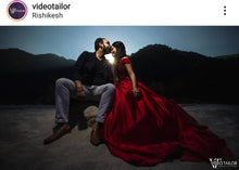 Load image into Gallery viewer, G130 (10) Wine Red Satin Off Shoulder trail Ball gown, Size (XS-30 to XL-40)