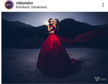 Load image into Gallery viewer, G130 (10) Wine Red Satin Off Shoulder trail Ball gown, Size (XS-30 to XL-40)