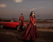 Load image into Gallery viewer, G92 (11), Dark Wine Satin Prewedding Shoot  trail Gown, Size (XS-30 to XXXL-46),