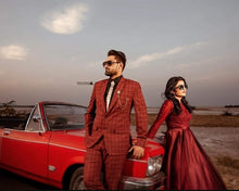 Load image into Gallery viewer, G92 (11), Dark Wine Satin Prewedding Shoot  trail Gown, Size (XS-30 to XXXL-46),