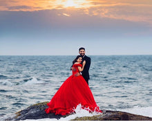 Load image into Gallery viewer, G137 (9), Luxury Red Puffy Cloud Trail Ball Gown, Size (XS-30 to xl 42)
