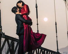 Load image into Gallery viewer, G92 (11), Dark Wine Satin Ball Gown, Size (XS-30 to XXXL-46),