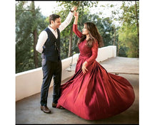 Load image into Gallery viewer, G92 (11), Dark Wine Satin Ball Gown, Size (XS-30 to XXXL-46),