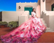 Load image into Gallery viewer, G210 (7), Light Pink Floral Prewedding Shoot Ball Trail Gown, Size (XS-30 to 4 XL -48)