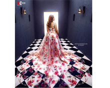 Load image into Gallery viewer, G210 (7), Light Pink Floral Prewedding Shoot Ball Trail Gown, Size (XS-30 to 4 XL -48)