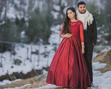 Load image into Gallery viewer, G92 (11), Dark Wine Satin Ball Gown, Size (XS-30 to XXXL-46),