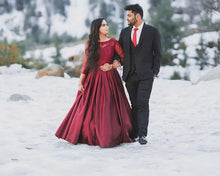 Load image into Gallery viewer, G92 (11), Dark Wine Satin Ball Gown, Size (XS-30 to XXXL-46),