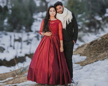 Load image into Gallery viewer, G92 (11), Dark Wine Satin Ball Gown, Size (XS-30 to XXXL-46),