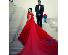 Load image into Gallery viewer, G137 (9), Luxury Red Puffy Cloud Trail Ball Gown, Size (XS-30 to xl 42)