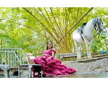 Load image into Gallery viewer, G148, Wine Off-Shoulder Cloud Trail Ball Gown, Free Size,pp