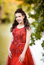Load image into Gallery viewer, G127 (3), Wine Flower Prom Ball Gown, Size (XS-30 to XL-40)