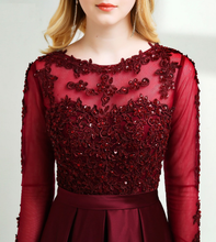 Load image into Gallery viewer, G92 (11), Dark Wine Satin Ball Gown, Size (XS-30 to XXXL-46),