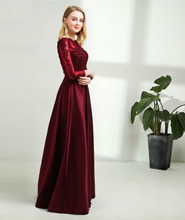 Load image into Gallery viewer, G92 (11), Dark Wine Satin Ball Gown, Size (XS-30 to XXXL-46),