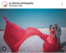 Load image into Gallery viewer, G130 (10) Wine Red Satin Off Shoulder trail Ball gown, Size (XS-30 to XL-40)
