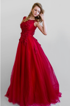 Load image into Gallery viewer, G127 (3), Wine Flower Prom Ball Gown, Size (XS-30 to XL-40)