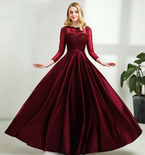 Load image into Gallery viewer, G92 (11), Dark Wine Satin Ball Gown, Size (XS-30 to XXXL-46),