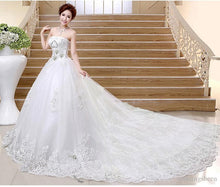 Load image into Gallery viewer, W159, White Tube Ball Sweet Heart Trail Gown, Size (XS-30 toL-38)