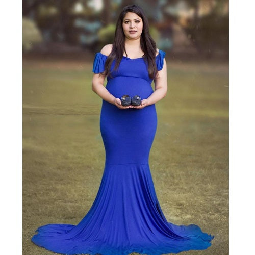 Royal Blue Lycra and Georgette Maternity Dress – iwearmystyle