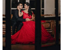 Load image into Gallery viewer, G137 (9), Luxury Red Puffy Cloud Trail Ball Gown, Size (XS-30 to xl 42)