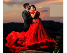 Load image into Gallery viewer, G137 (9), Luxury Red Puffy Cloud Trail Ball Gown, Size (XS-30 to xl 42)