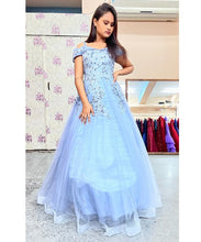 Load image into Gallery viewer, G635,  Grey Ball Semi off Shoulder Gown, Size (XS-30 to L-38)