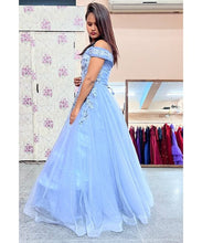Load image into Gallery viewer, G635,  Grey Ball Semi off Shoulder Gown, Size (XS-30 to L-38)