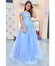 Load image into Gallery viewer, G635,  Grey Ball Semi off Shoulder Gown, Size (XS-30 to L-38)