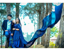 Load image into Gallery viewer, G132 (4), Navy Blue Satin Off Shoulder Trail Ball gown, Size (XS-30 to XL-40)