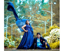 Load image into Gallery viewer, G132 (4), Navy Blue Satin Off Shoulder Trail Ball gown, Size (XS-30 to XL-40)