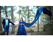 Load image into Gallery viewer, G132 (4), Navy Blue Satin Off Shoulder Trail Ball gown, Size (XS-30 to XL-40)