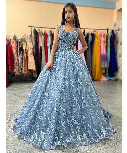 G735, Blueish Grey Feather Pre Wedding Ball Gown, Size (XS-30 to L-38) Style Icon www.dressrent.in G735, Blueish Grey Feather Pre Wedding Ball Gown, Size (XS-30 to L-38) Style Icon www.dressrent.in