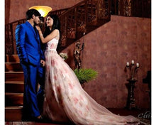 Load image into Gallery viewer, G210 (7), Light Pink Floral Prewedding Shoot Ball Trail Gown, Size (XS-30 to 4 XL -48)