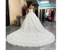 Load image into Gallery viewer, W159, White Tube Ball Sweet Heart Trail Gown, Size (XS-30 toL-38)
