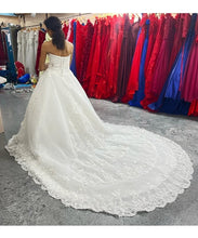 Load image into Gallery viewer, W159, White Tube Ball Sweet Heart Trail Gown, Size (XS-30 toL-38)