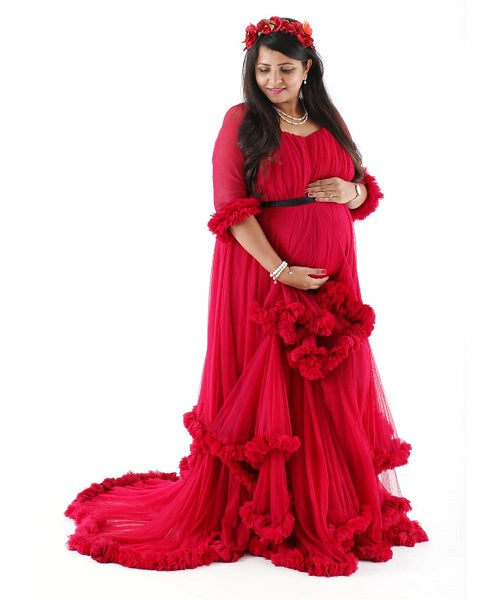 red maternity dress for baby shower Long red Maternity dress, Baby shower dress, Maternity gown, Photo shoot, Maternity dress, Maternity photo, Photoshoot, Pregnancy